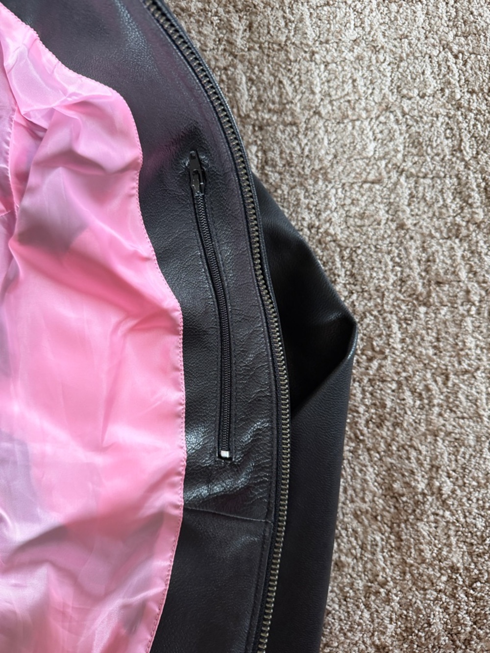 Harley-Davidson Black Leather Bomber Jacket with Pink Logo Accent - Picture 9 of 12